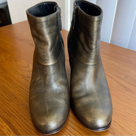 Cole Haan Cassidy Leather Ankle Bootie Black Metallic Bronze Brush Size 5 - Picture 12 of 16